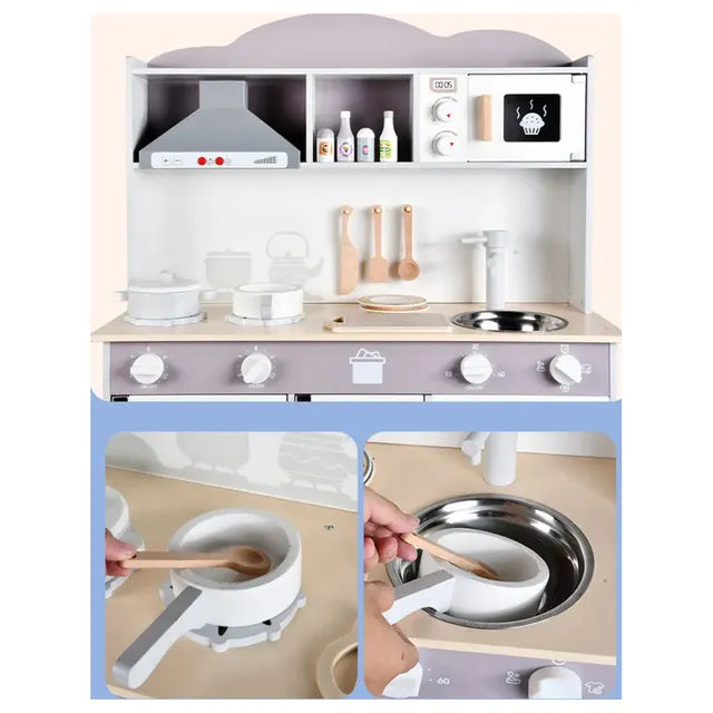 Buy Little Angel Kid's Wooden Kitchen Cooking Toys Playset White | Yallatoys.com