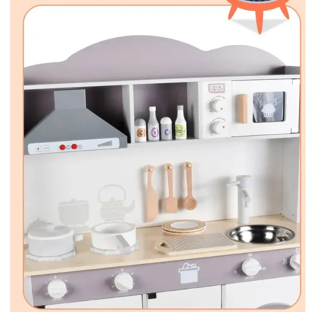 Buy Little Angel Kid's Wooden Kitchen Cooking Toys Playset White | Yallatoys.com