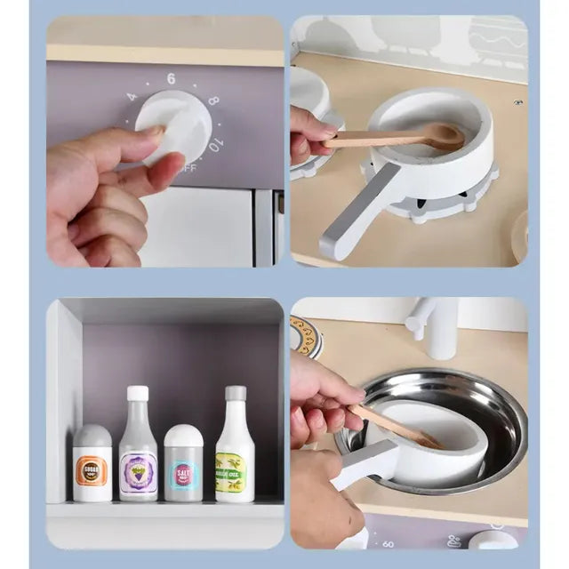 Buy Little Angel Kid's Wooden Kitchen Cooking Toys Playset White | Yallatoys.com