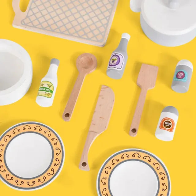 Buy Little Angel Kid's Wooden Kitchen Cooking Toys Playset White | Yallatoys.com