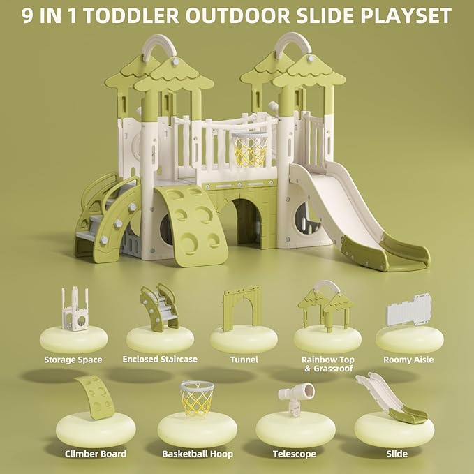 Buy Little Angel Double Kids Tree House slide Green | Yallatoys.com