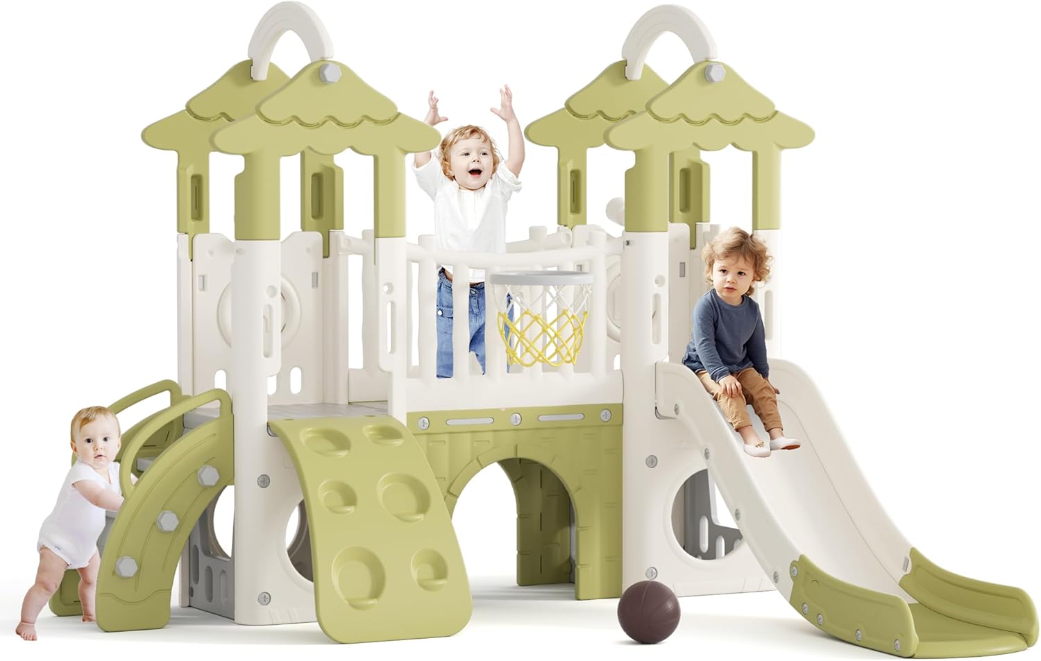 Buy Little Angel Double Kids Tree House slide Green | Yallatoys.com