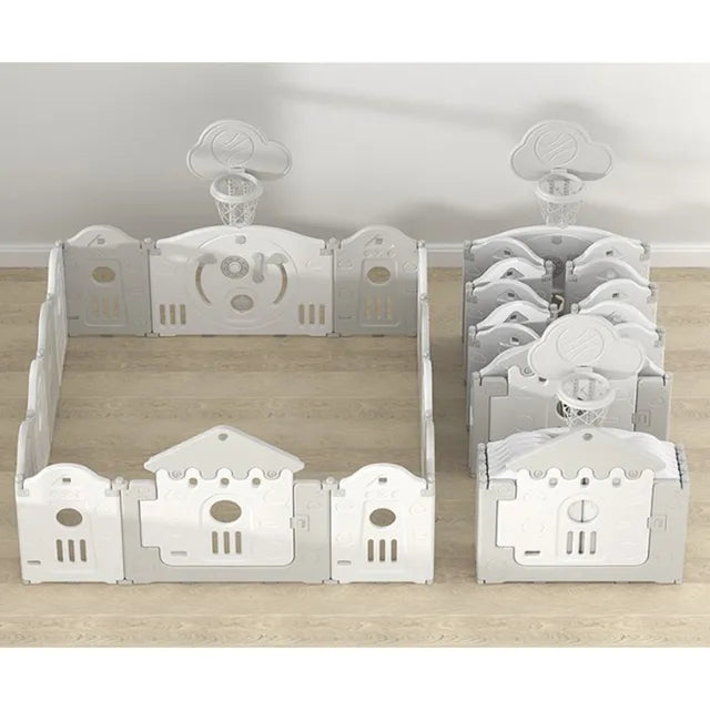 Little Angel Kids Playpen Grey & White Little Angel Yallatoys