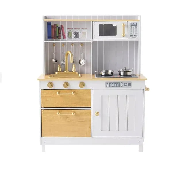 Buy Little Angel Kids Wooden Kitchen White And Gold | Yallatoys.com
