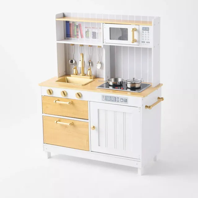Buy Little Angel Kids Wooden Kitchen White And Gold | Yallatoys.com