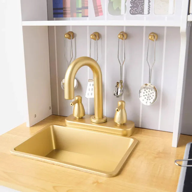 Buy Little Angel Kids Wooden Kitchen White And Gold | Yallatoys.com