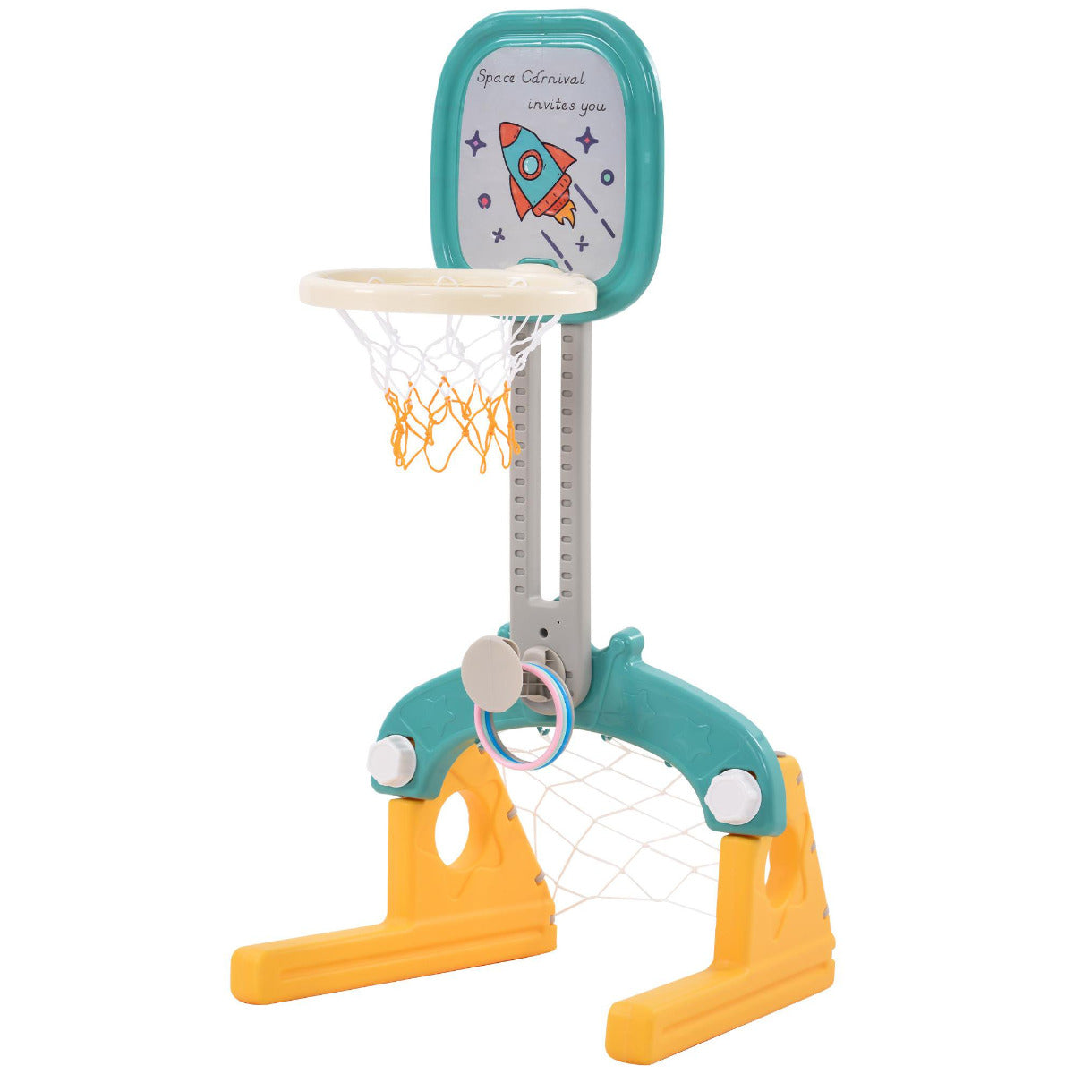 Buy Little Angel Basketball Hoop With Football Net Green | Yallatoys.com