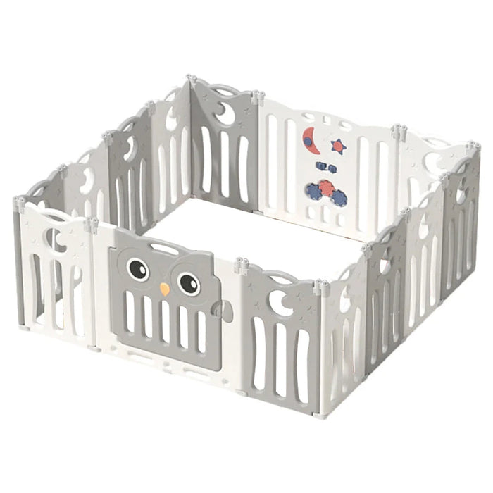 Little Angel Baby Foldable Playpen Fence Play Yard Grey & White Little Angel Yallatoys