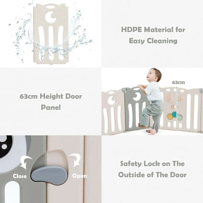 Little Angel Baby Foldable Playpen Fence Play Yard Grey & White Little Angel Yallatoys