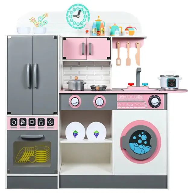 Buy Little Angel Kids Kitchen Wooden Playing Toy Set Pink And Grey | Yallatoys.com
