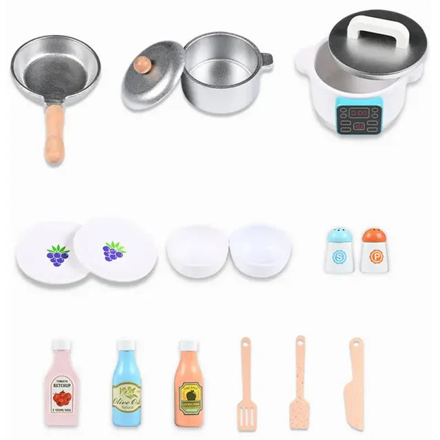 Buy Little Angel Kids Kitchen Wooden Playing Toy Set Pink And Grey | Yallatoys.com