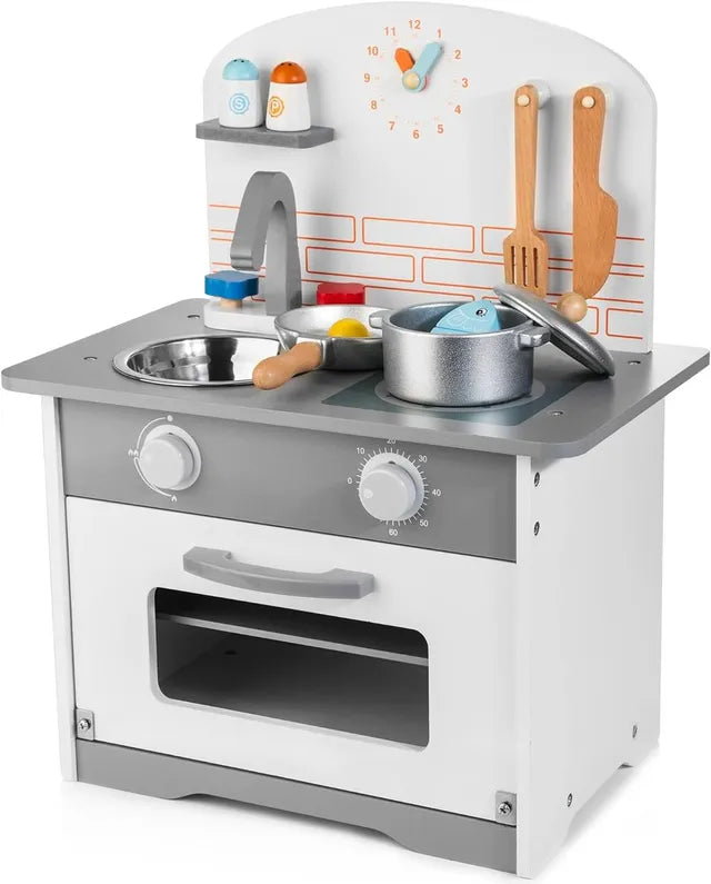 Buy Little Angel Kids Kitchen Wooden Pretend Playset Grey And White | Yallatoys.com