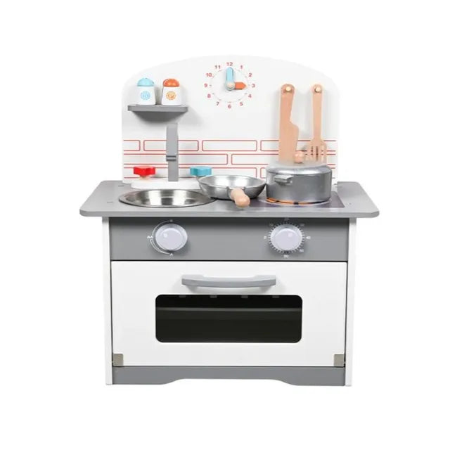 Buy Little Angel Kids Kitchen Wooden Pretend Playset Grey And White | Yallatoys.com