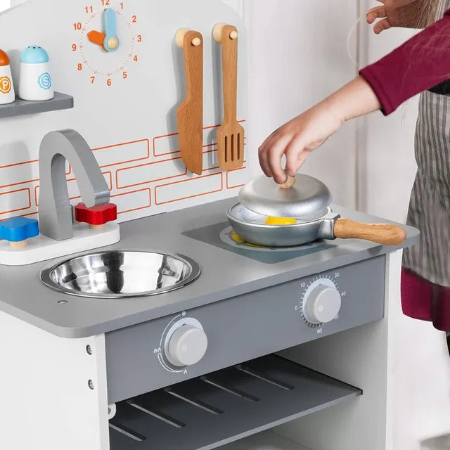 Buy Little Angel Kids Kitchen Wooden Pretend Playset Grey And White | Yallatoys.com