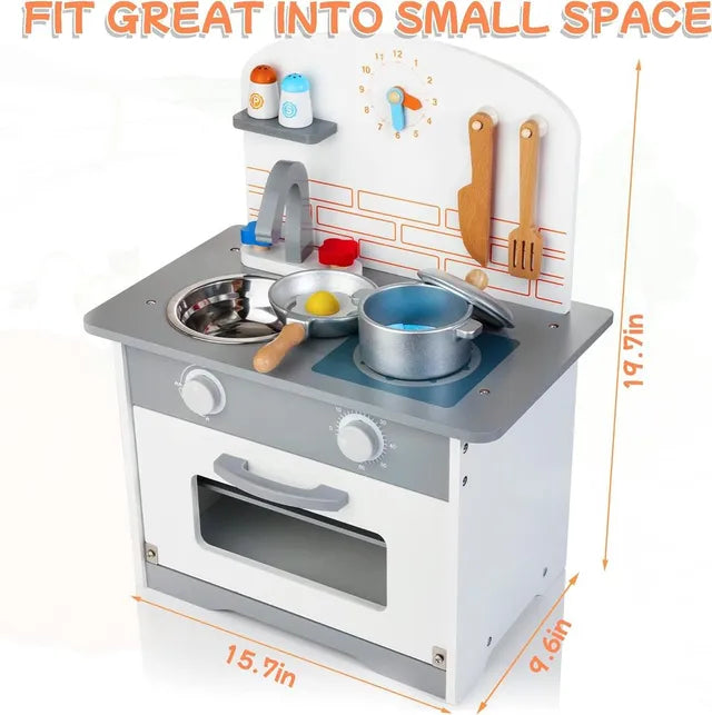 Buy Little Angel Kids Kitchen Wooden Pretend Playset Grey And White | Yallatoys.com