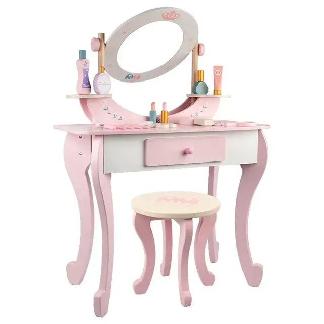 Buy Little Angel Kids Wooden Vanity Set With Stool Pink | Yallatoys.com