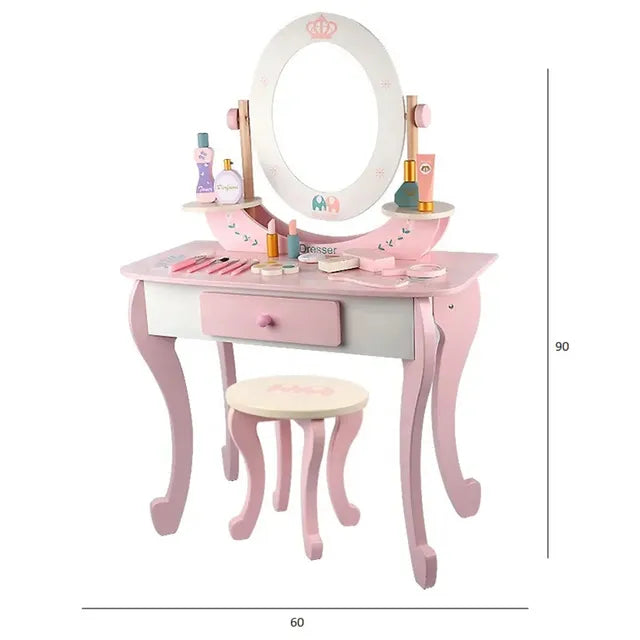 Buy Little Angel Kids Wooden Vanity Set With Stool Pink | Yallatoys.com
