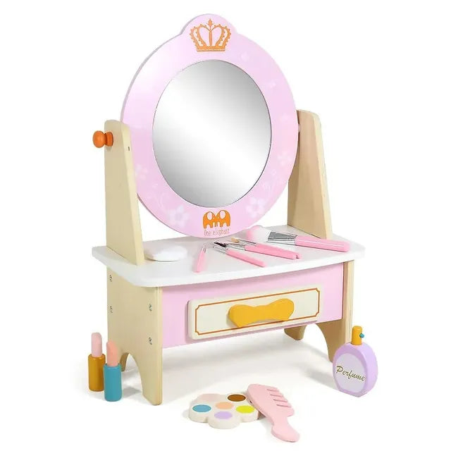 Buy Little Angel Kids Wooden Vanity Set With Accessories Pink | Yallatoys.com