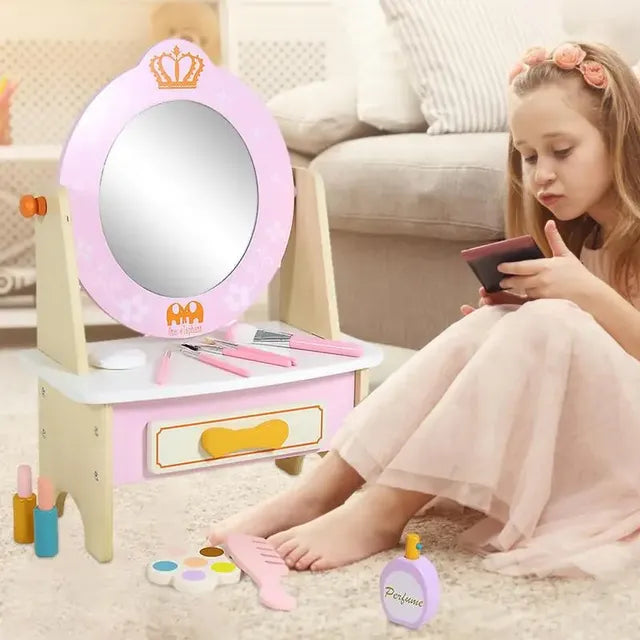 Buy Little Angel Kids Wooden Vanity Set With Accessories Pink | Yallatoys.com