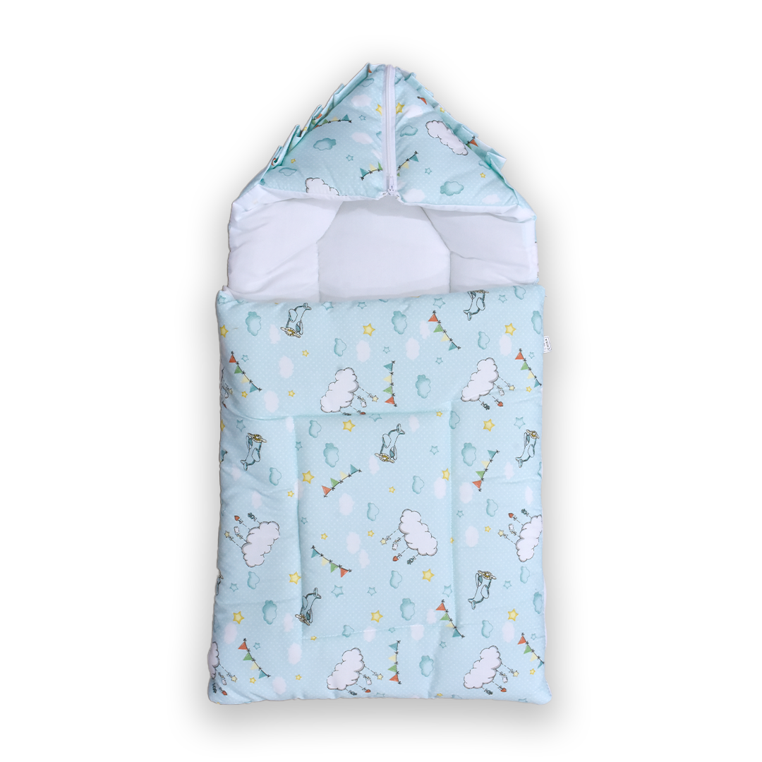 Little Angel Baby Sleeping Bag Green with Clouds Little Angel Yallatoys