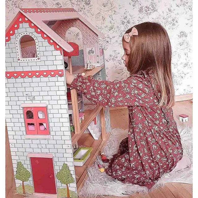 Buy Little Angel Multi Level Wooden Dollhouse Set With Accessories | Yallatoys.com