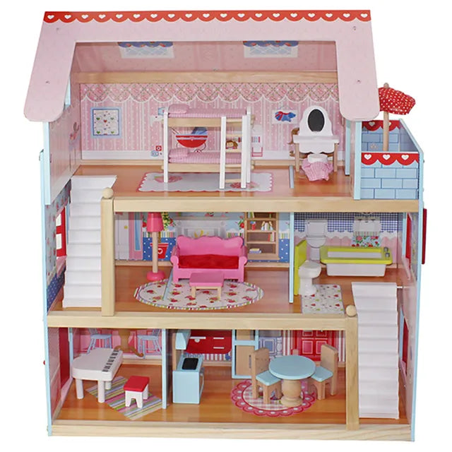 Buy Little Angel Multi Level Wooden Dollhouse Set With Accessories | Yallatoys.com