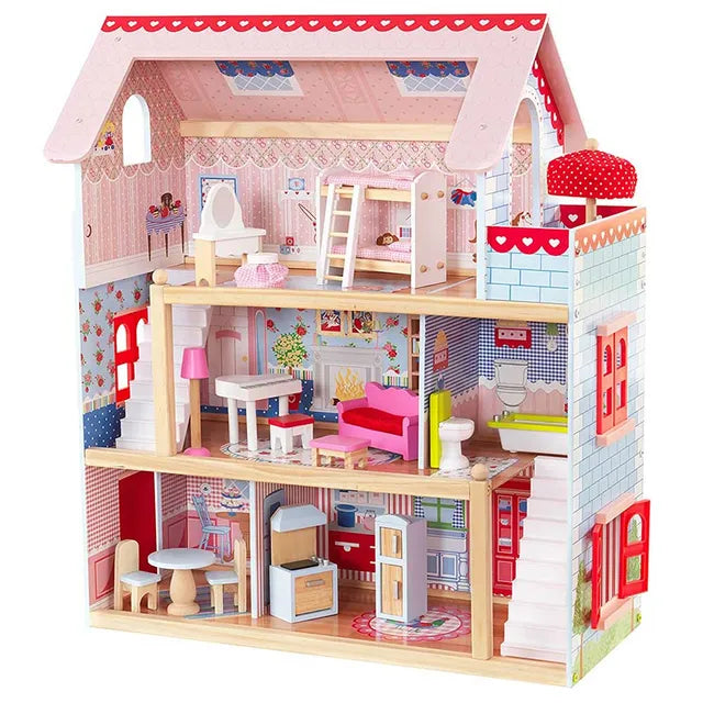 Buy Little Angel Multi Level Wooden Dollhouse Set With Accessories | Yallatoys.com