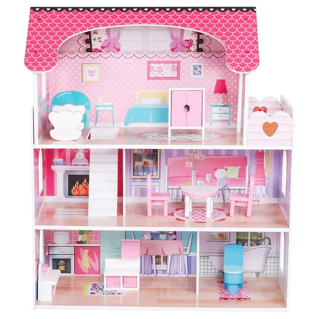 Buy Little Angel Kids Wooden Dollhouse Furniture Pretend Play Toy Pink | Yallatoys.com