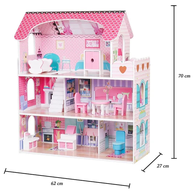Buy Little Angel Kids Wooden Dollhouse Furniture Pretend Play Toy Pink | Yallatoys.com
