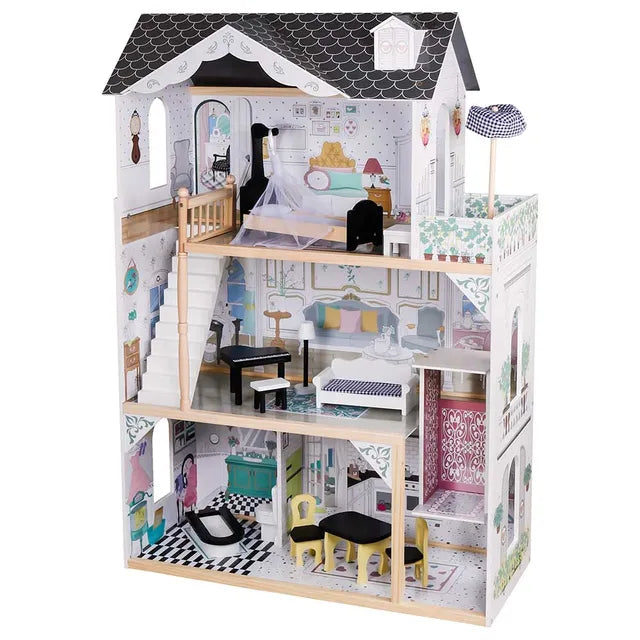 Buy Little Angel Kids Wooden Dollhouse Playset With Furniture And Accessories | Yallatoys.com