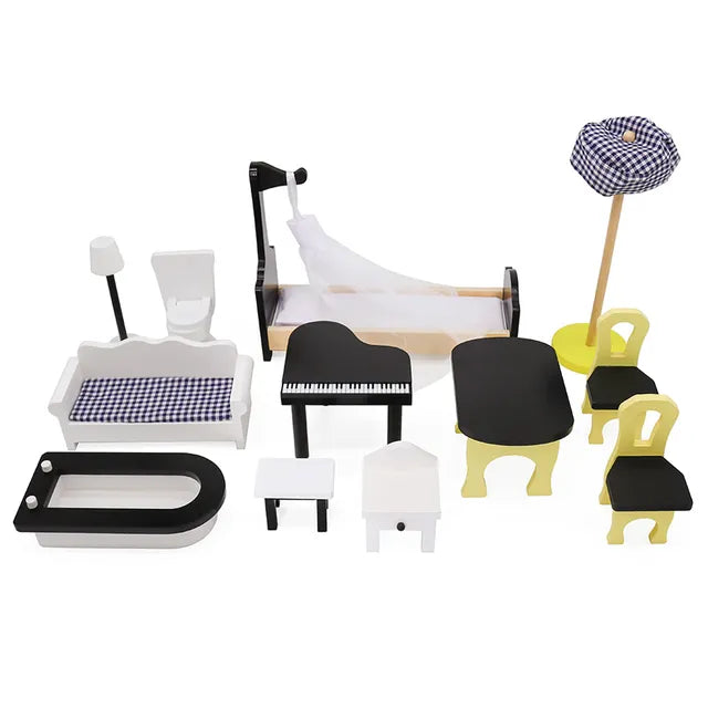 Buy Little Angel Kids Wooden Dollhouse Playset With Furniture And Accessories | Yallatoys.com