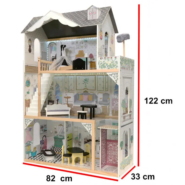 Buy Little Angel Kids Wooden Dollhouse Playset With Furniture And Accessories | Yallatoys.com