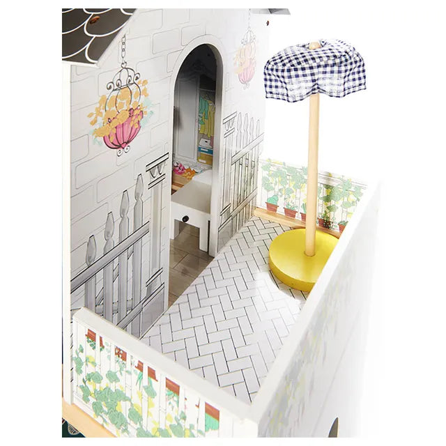 Buy Little Angel Kids Wooden Dollhouse Playset With Furniture And Accessories | Yallatoys.com