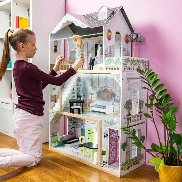 Buy Little Angel Kids Wooden Dollhouse Playset With Furniture And Accessories | Yallatoys.com