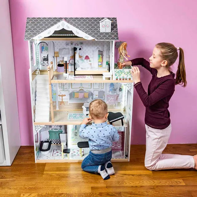 Buy Little Angel Kids Wooden Dollhouse Playset With Furniture And Accessories | Yallatoys.com
