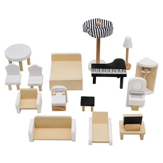 Buy Little Angel Kids Wooden Dollhouse Luxury Playset With Furniture | Yallatoys.com