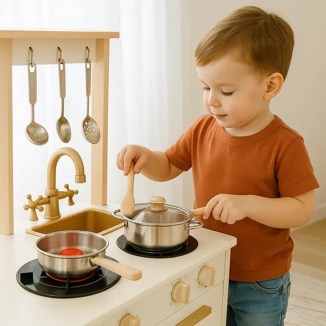 Buy Little Angel Wooden Kitchen Pretend Interactive Play Set | Yallatoys.com