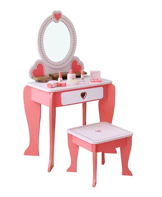 Buy Little Angel Kids Wooden Vanity Dressing Table Princess Playset Pink | Yallatoys.com