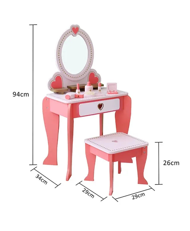 Buy Little Angel Kids Wooden Vanity Dressing Table Princess Playset Pink | Yallatoys.com