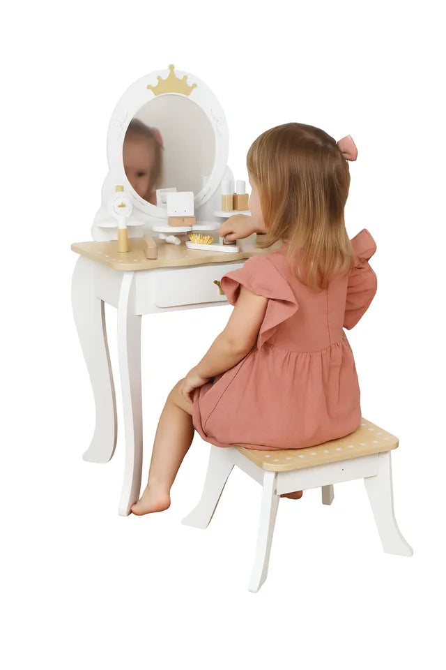 Buy Little Angel Kids Wooden Princess Dressing Table Playset White 11Pcs | Yallatoys.com