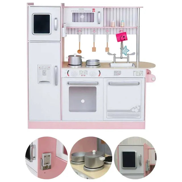 Buy Little Angel Kids Wooden Play Kitchen Set Pink | Yallatoys.com