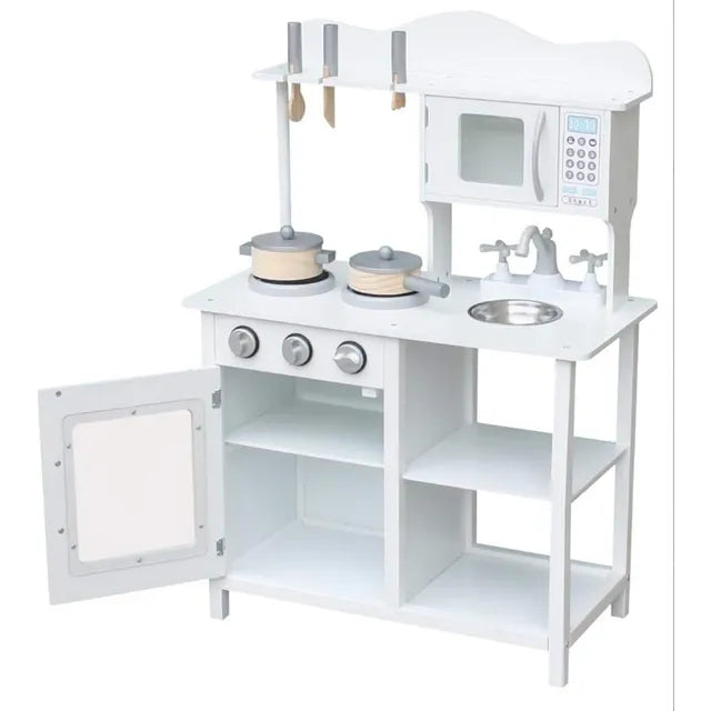 Buy Little Angel Kids Classic Wooden Toy Kitchen Playset White | Yallatoys.com