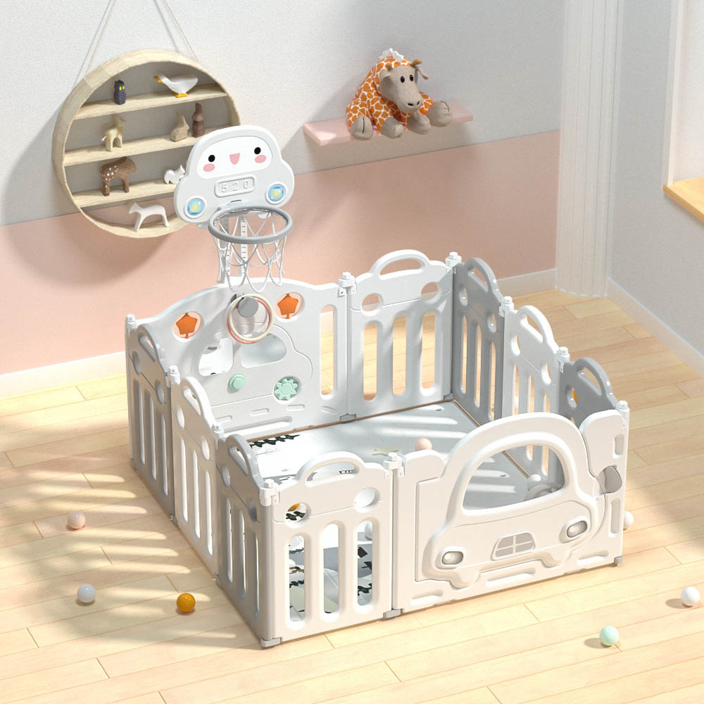 Little Angel Foldable Play Yard Play Pen White & Grey Little Angel Yallatoys