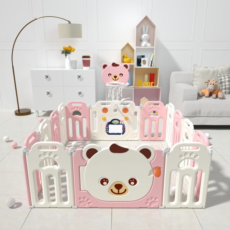 Little Angel Foldable Playpen Fence Pink Little Angel Yallatoys