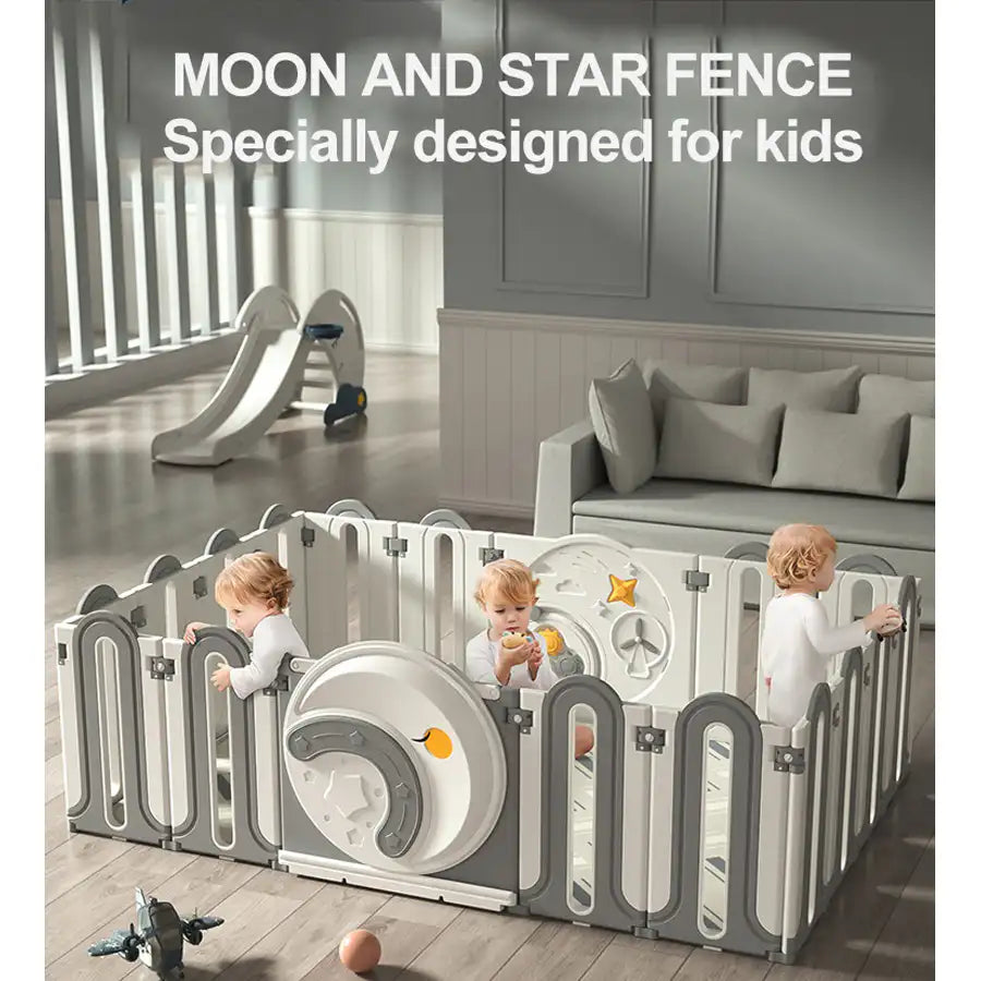 Buy Little Angel Foldable Fence Playpen And Basketball Hoop Set 16pcs | Yallatoys.com