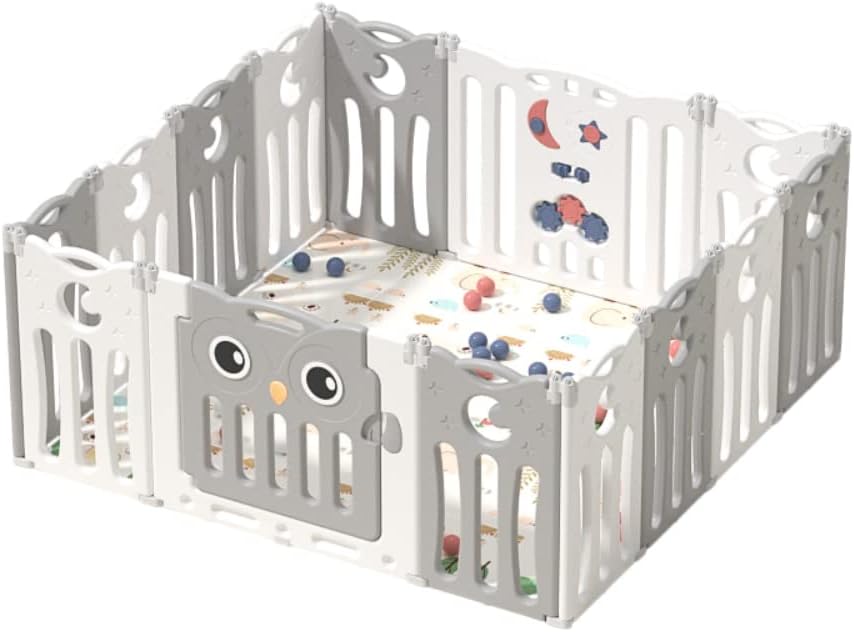 Little Angel Foldable Play Yard Playpen Grey White Little Angel Yallatoys