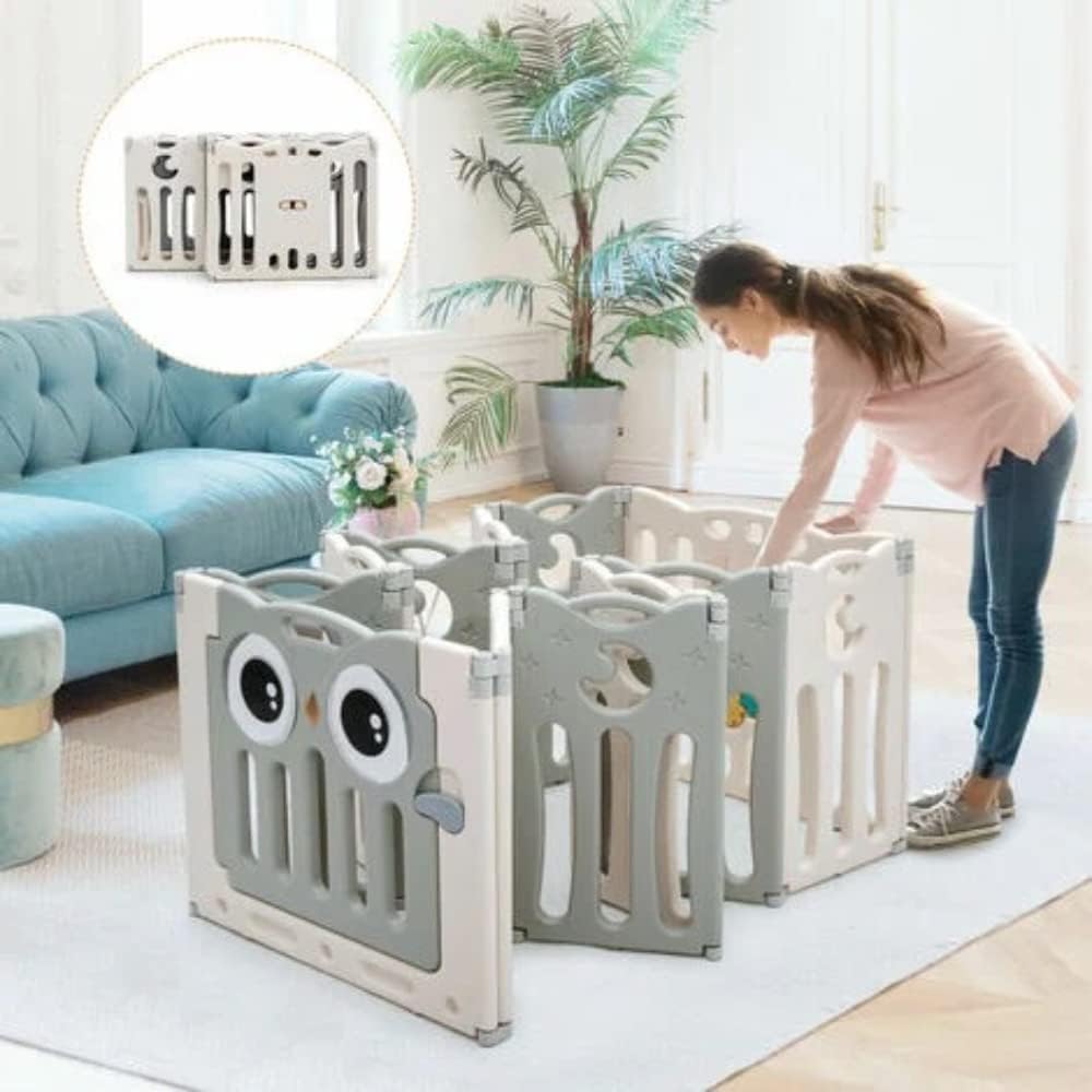 Little Angel Foldable Play Yard Playpen Grey White Little Angel Yallatoys