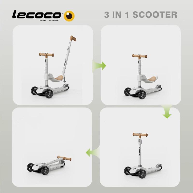 Buy Lecoco 3 in 1 Scooter Brown | Yallatoys.com