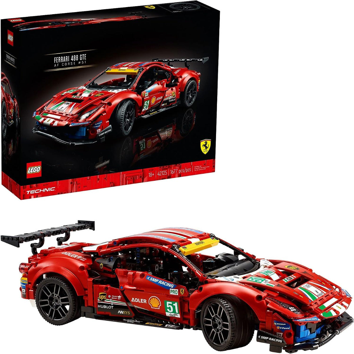 Buy Lego Technic Ferrari 488 GTE AF Corse #51 42125 with 1677 Pieces | Yallatoys.com