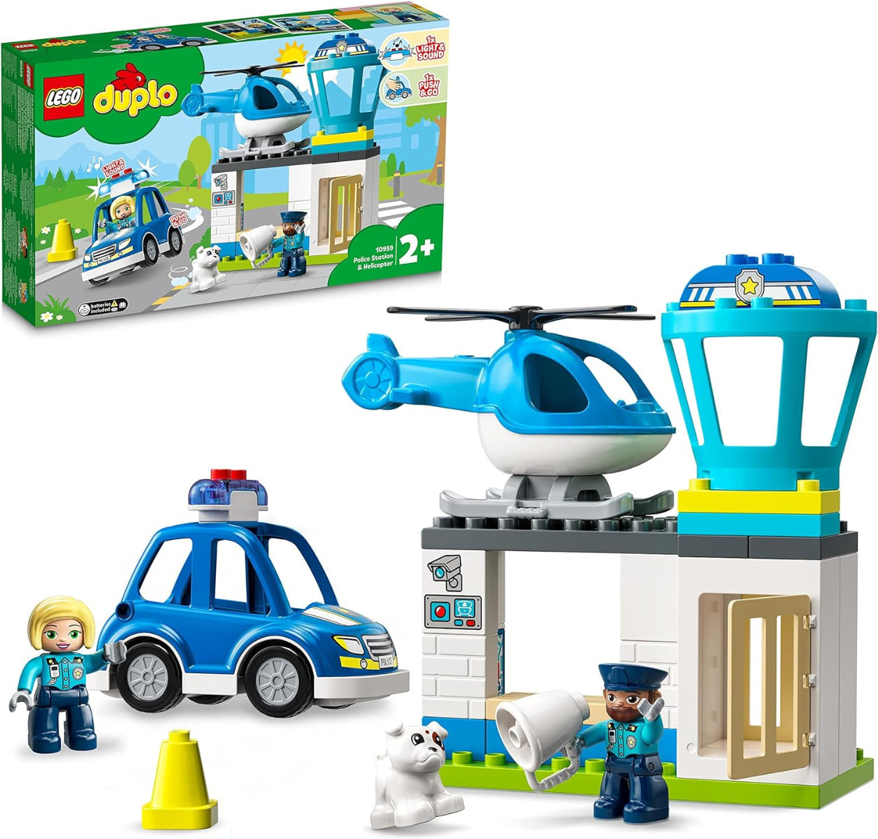 Buy Lego Duplo Rescue Police Station & Helicopter Push & Go Car Toy with 40pcs | Yallatoys.com